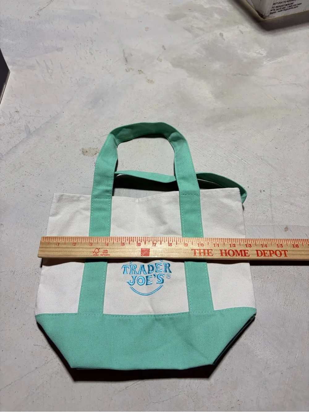 Trader Joe’s mini pastel Mint & White Canvas Tote Bag
